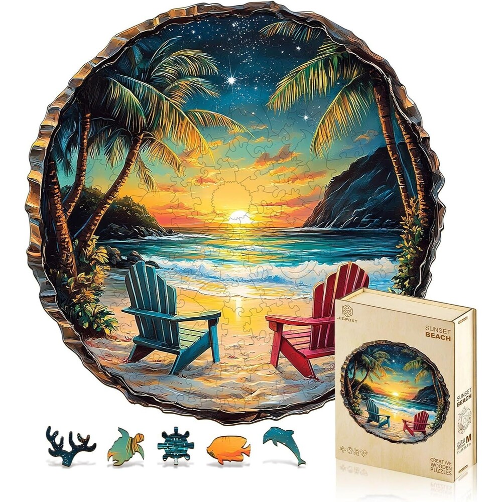 Jigfoxy Adult Wooden Puzzle LARGE Sunset Beach 295pcs Animal Shaped Jigsaw Gifts